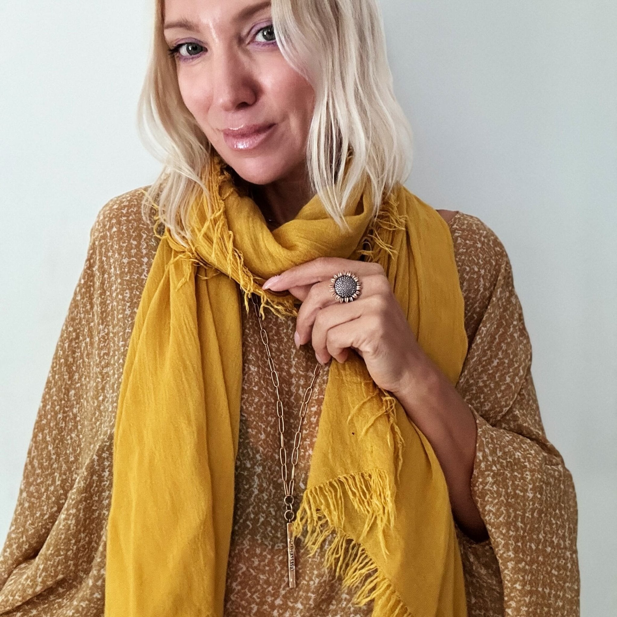 Have Faith Sunflower Inspire Adjustable Ring - Che Cose Belle