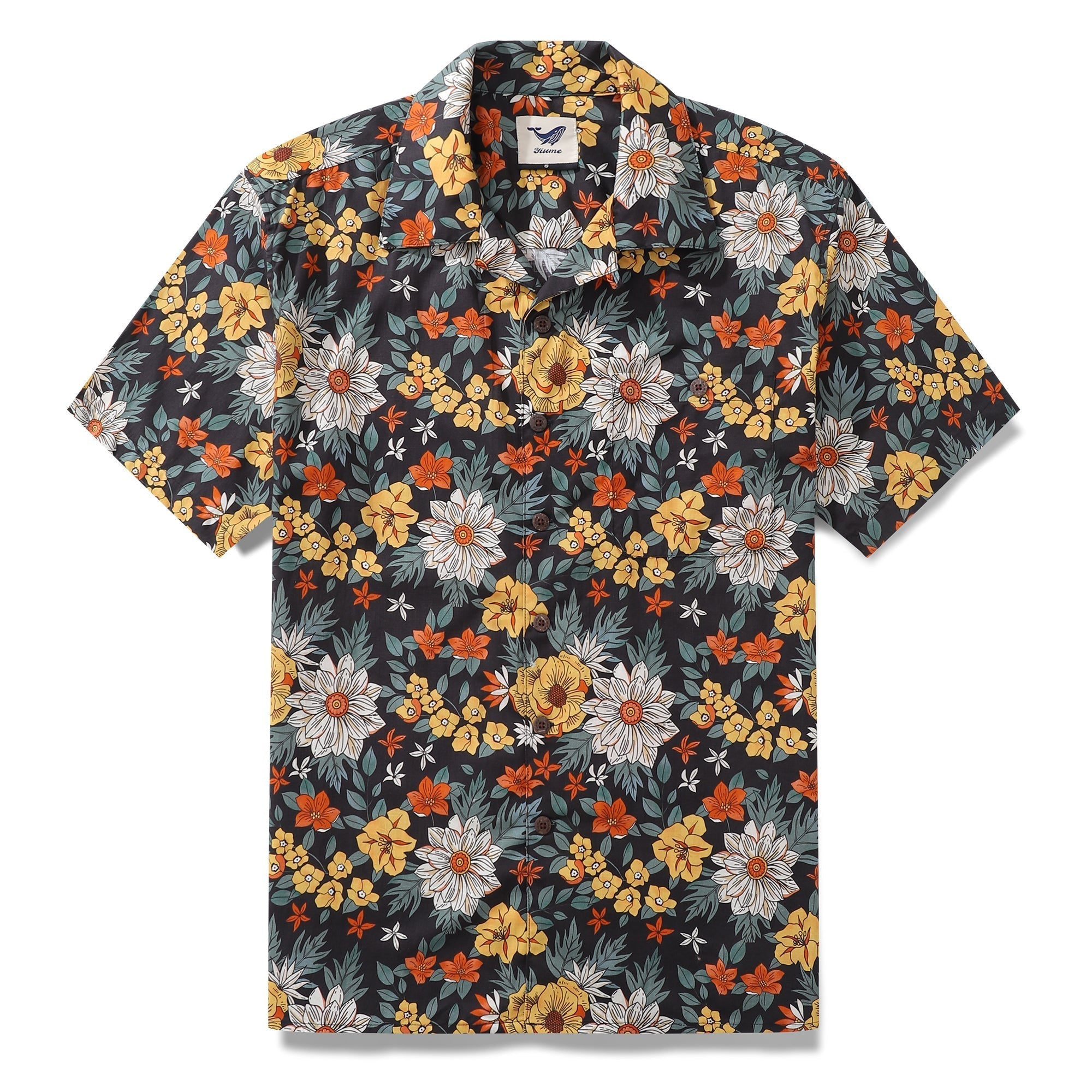 Hawaiian Shirt For Men Autumn Garden Print Shirt Camp Collar 100% Cotton - Che Cose Belle