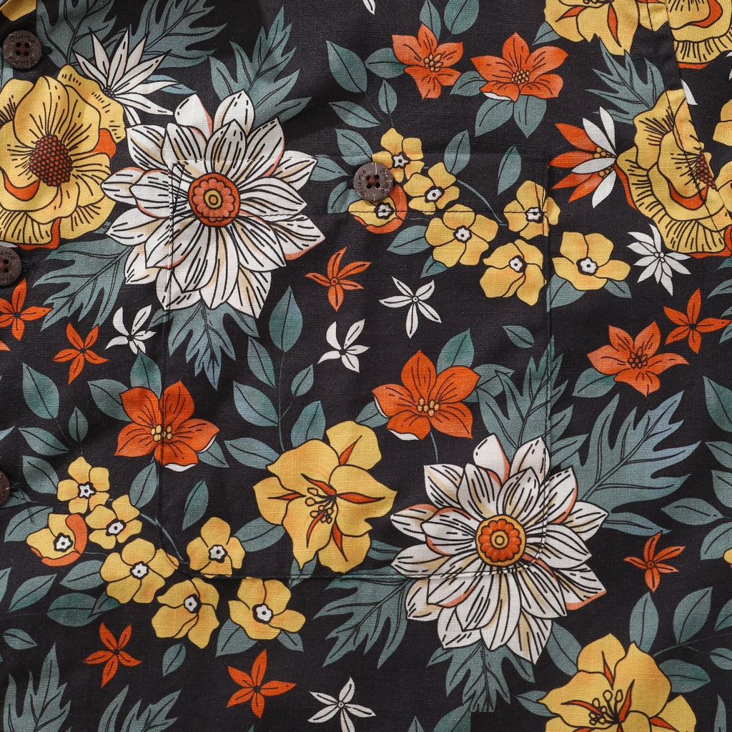 Hawaiian Shirt For Men Autumn Garden Print Shirt Camp Collar 100% Cotton - Che Cose Belle
