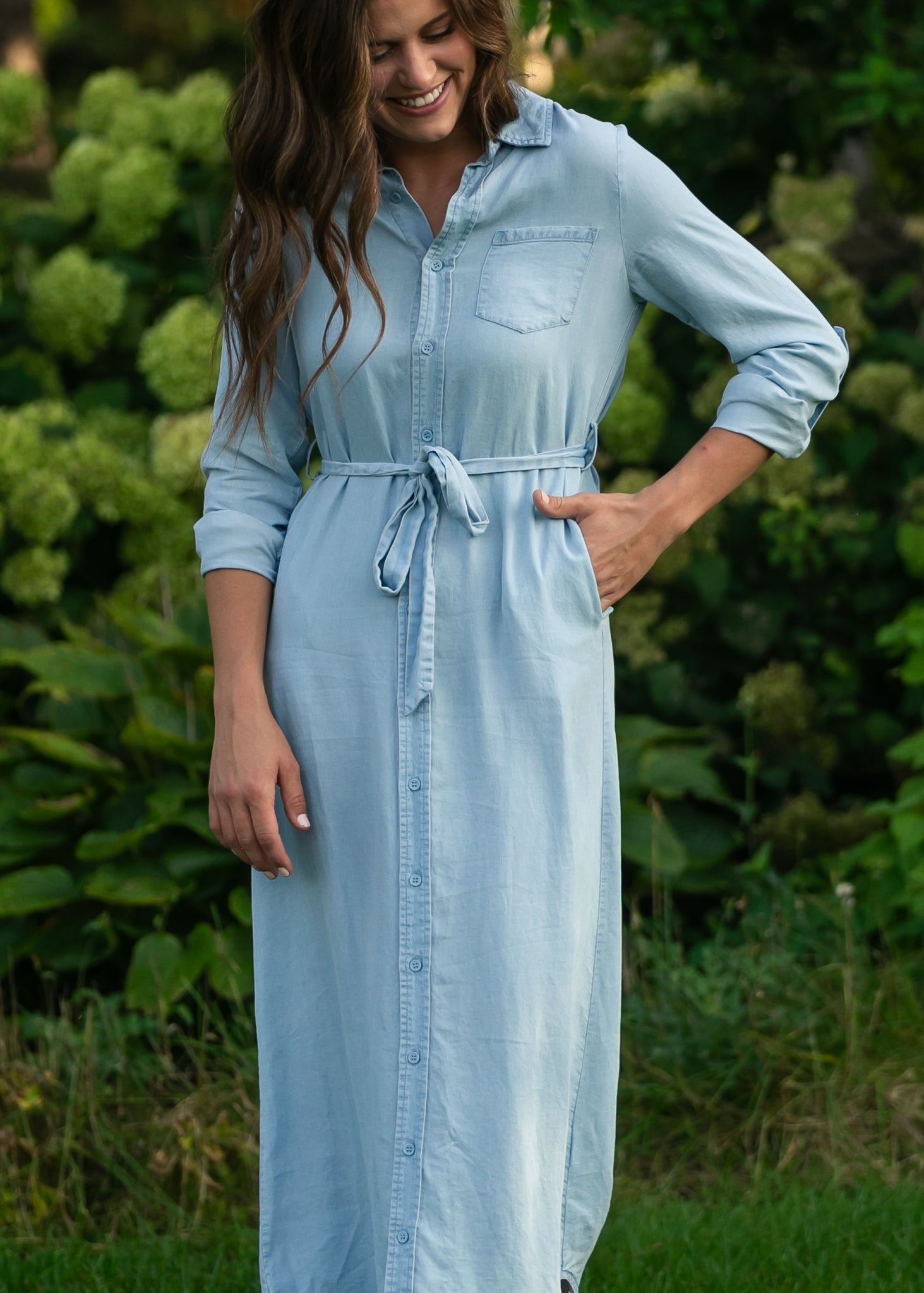Hazel Chambray Long Sleeve Dress - Che Cose Belle