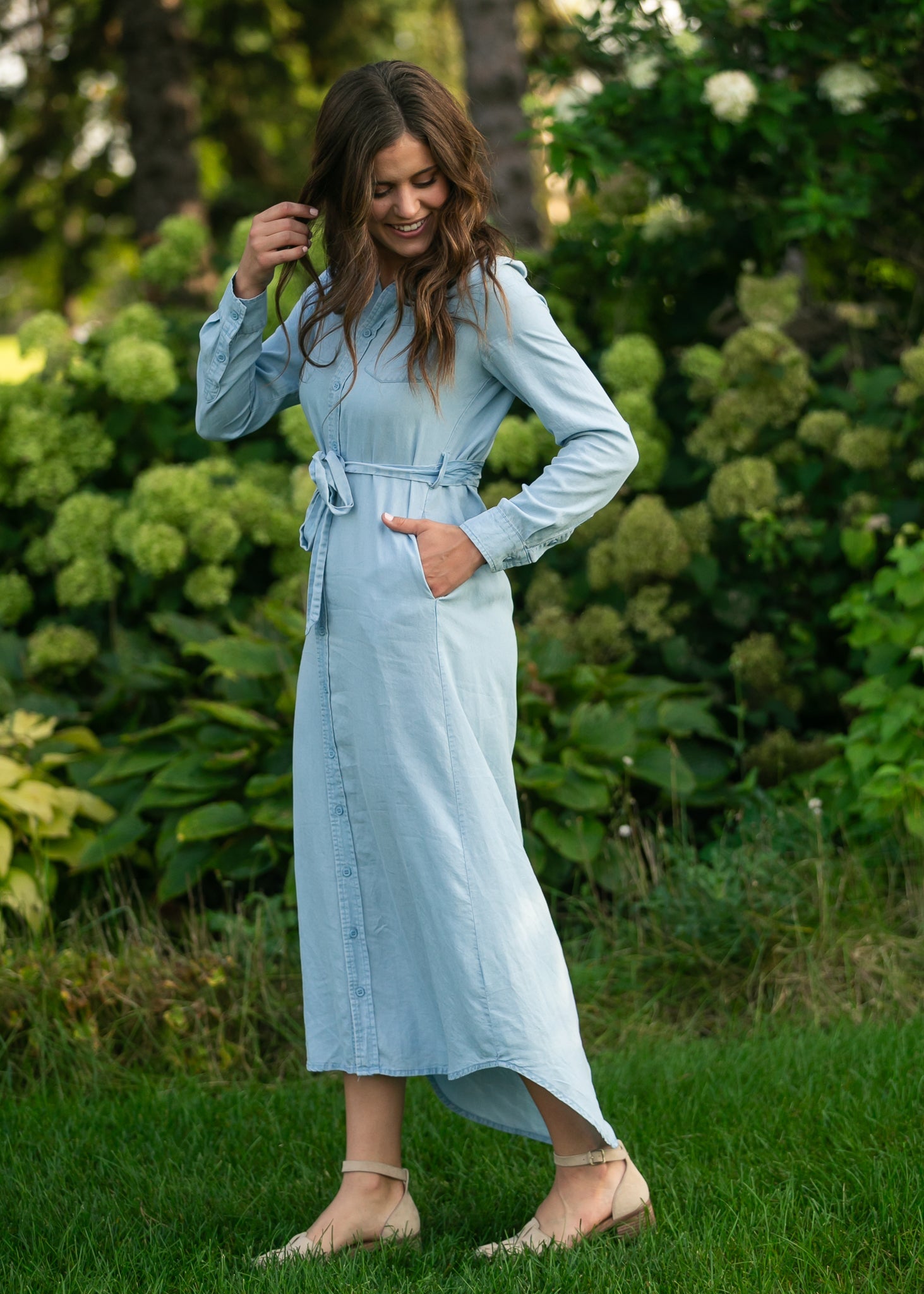 Hazel Chambray Long Sleeve Dress - Che Cose Belle
