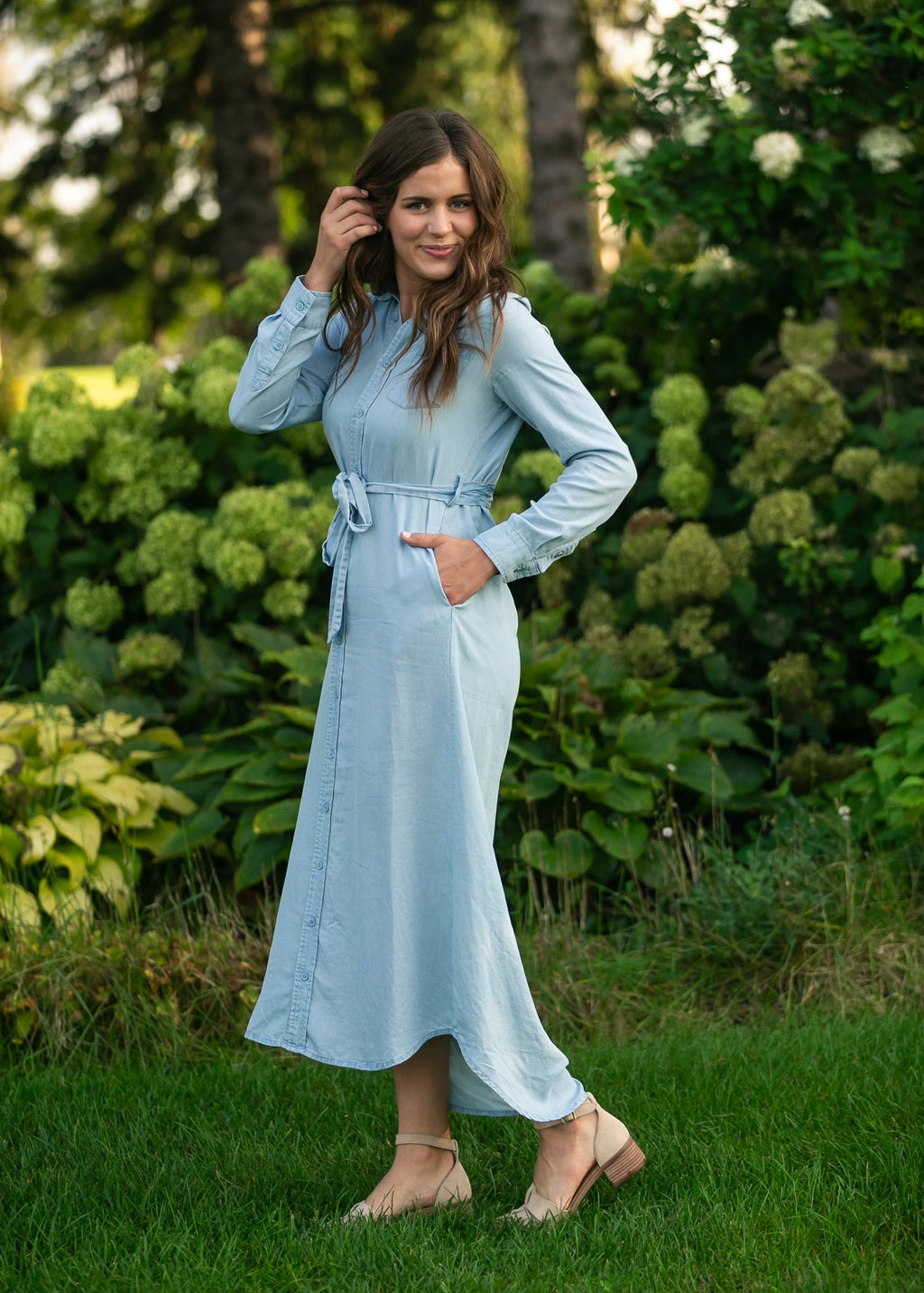 Hazel Chambray Long Sleeve Dress - Che Cose Belle