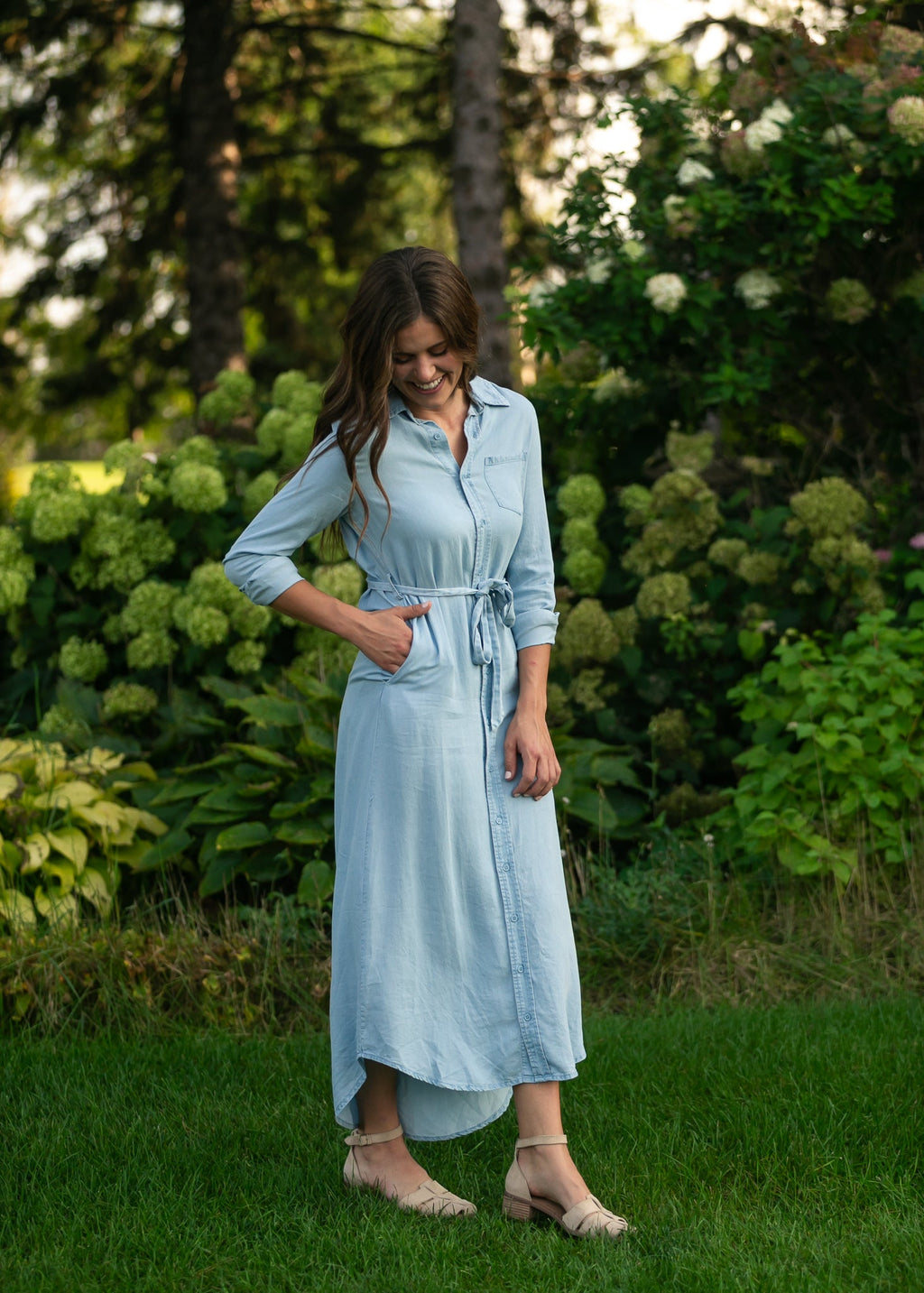 Hazel Chambray Long Sleeve Dress - Che Cose Belle