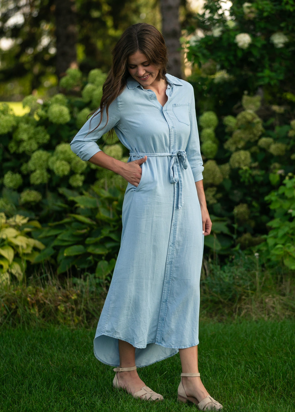 Hazel Chambray Long Sleeve Dress - Che Cose Belle