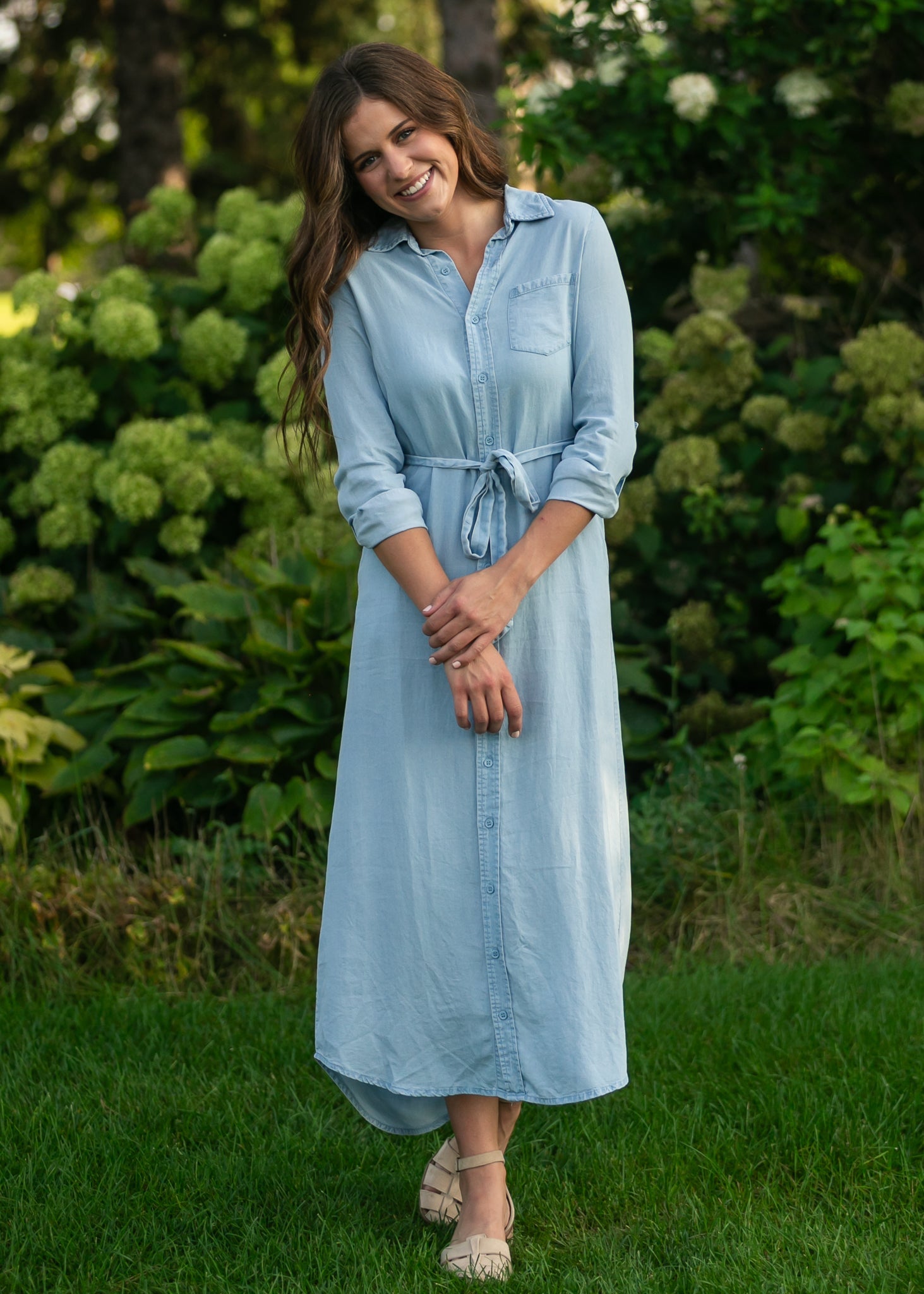 Hazel Chambray Long Sleeve Dress - Che Cose Belle