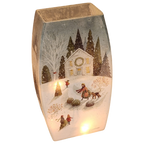 Lighted Glass Vase - Magical Winterland - Single House - 7¾ Inches tall