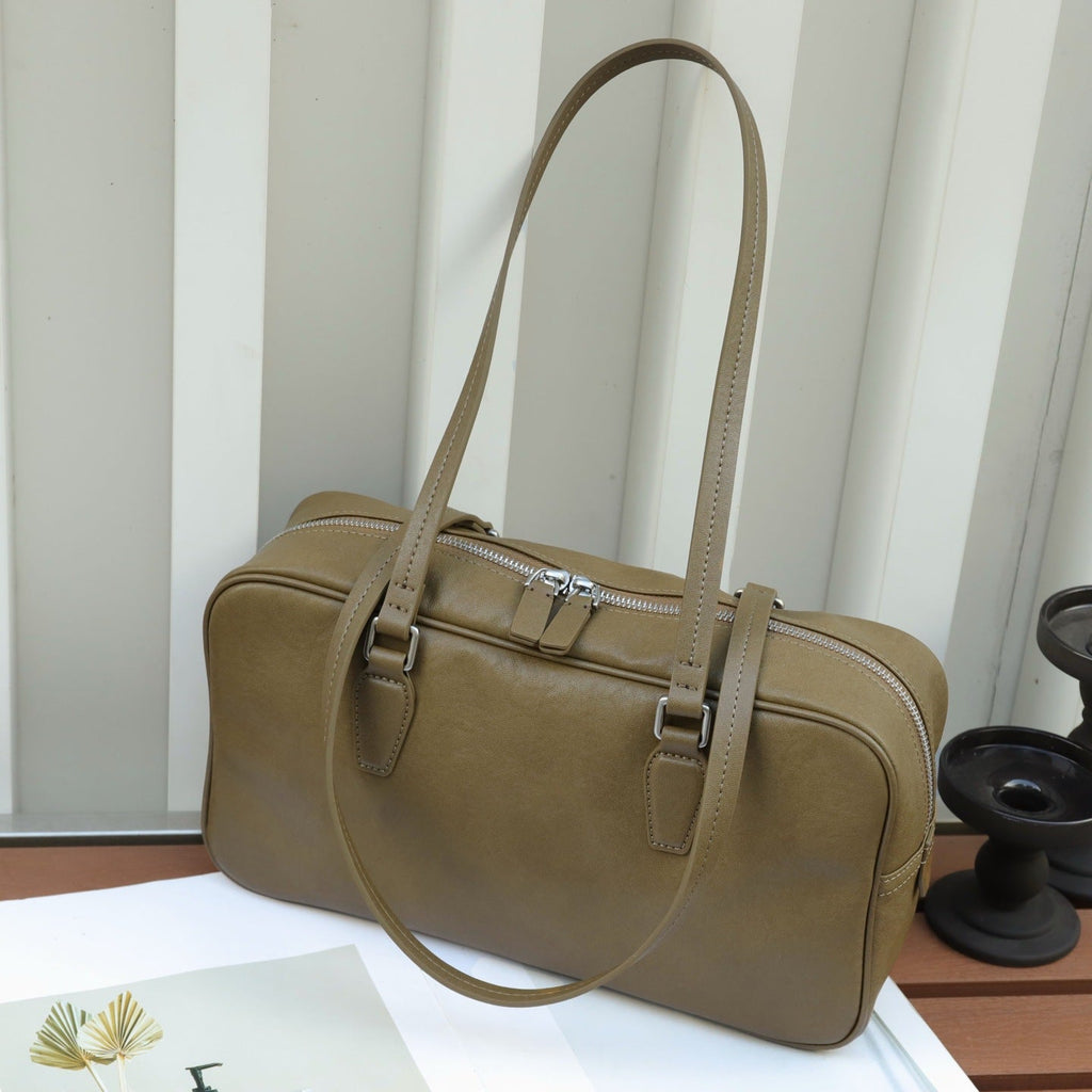 Head Layer Cowhide Women's Bag Cross-border New Armpit Bag Bowling Bag Tote Bag Niche High-end Leather Handbag - Che Cose Belle