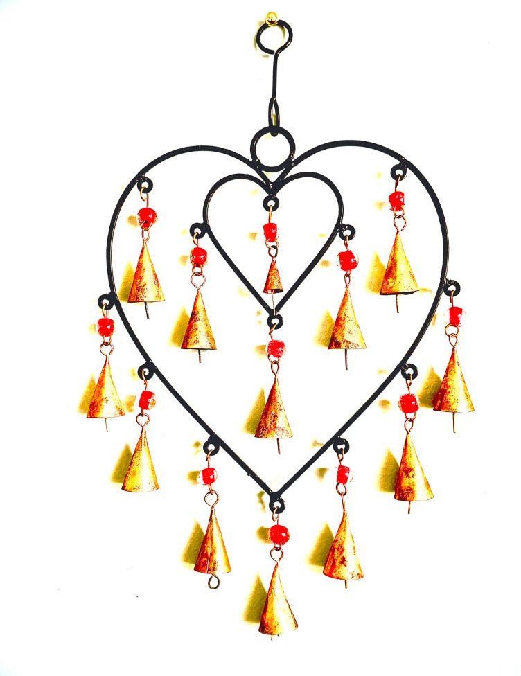 Heart Chime sacred space home decor hanging brass bells - Che Cose Belle