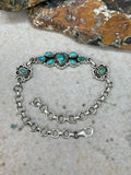 "Heart Collection" Handmade Sterling Silver Kingman Turquoise Chain Bracelet "Signed Nizhoni" - Che Cose Belle