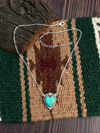 "Heart Collection" Handmade Sterling Silver Kingman Turquoise Necklace "Signed Nizhoni" - Che Cose Belle