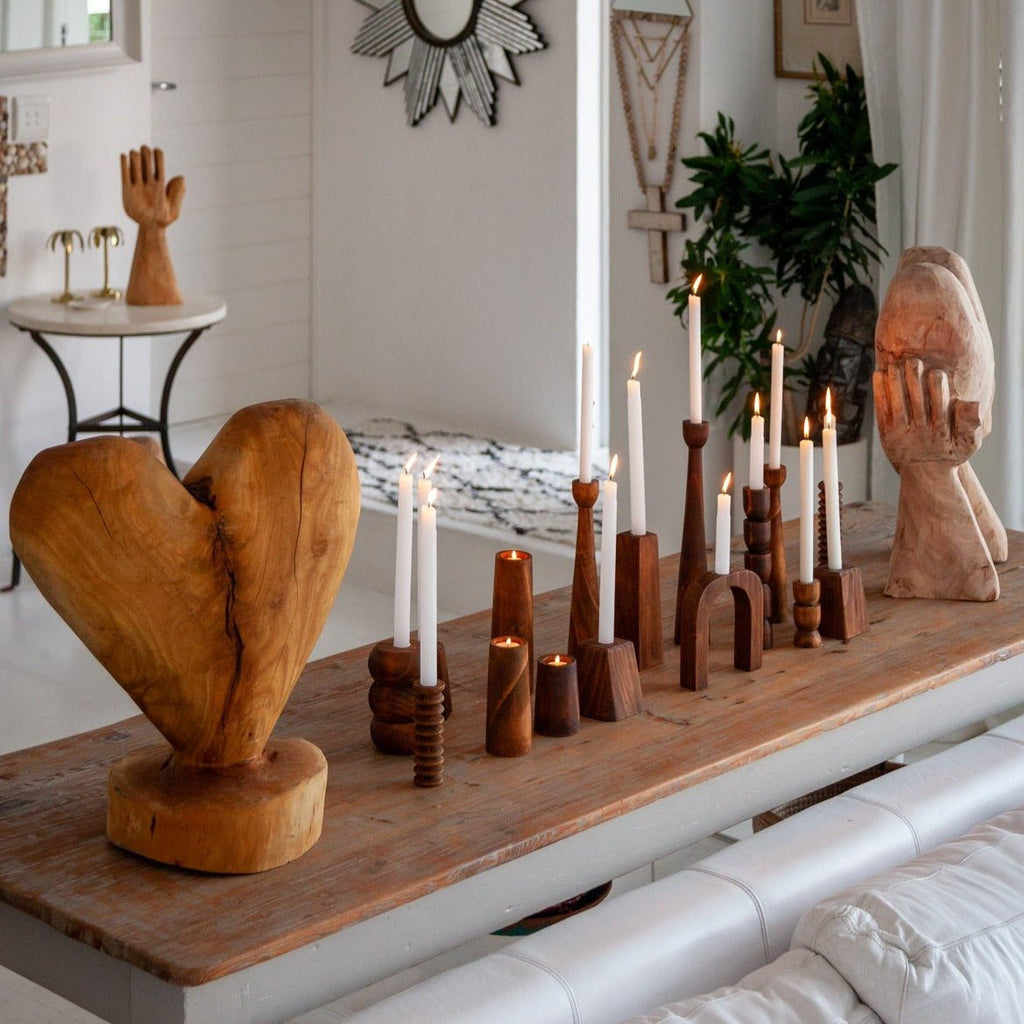 Heart on a Pedestal Eucalyptus Wood Sculpture - Che Cose Belle