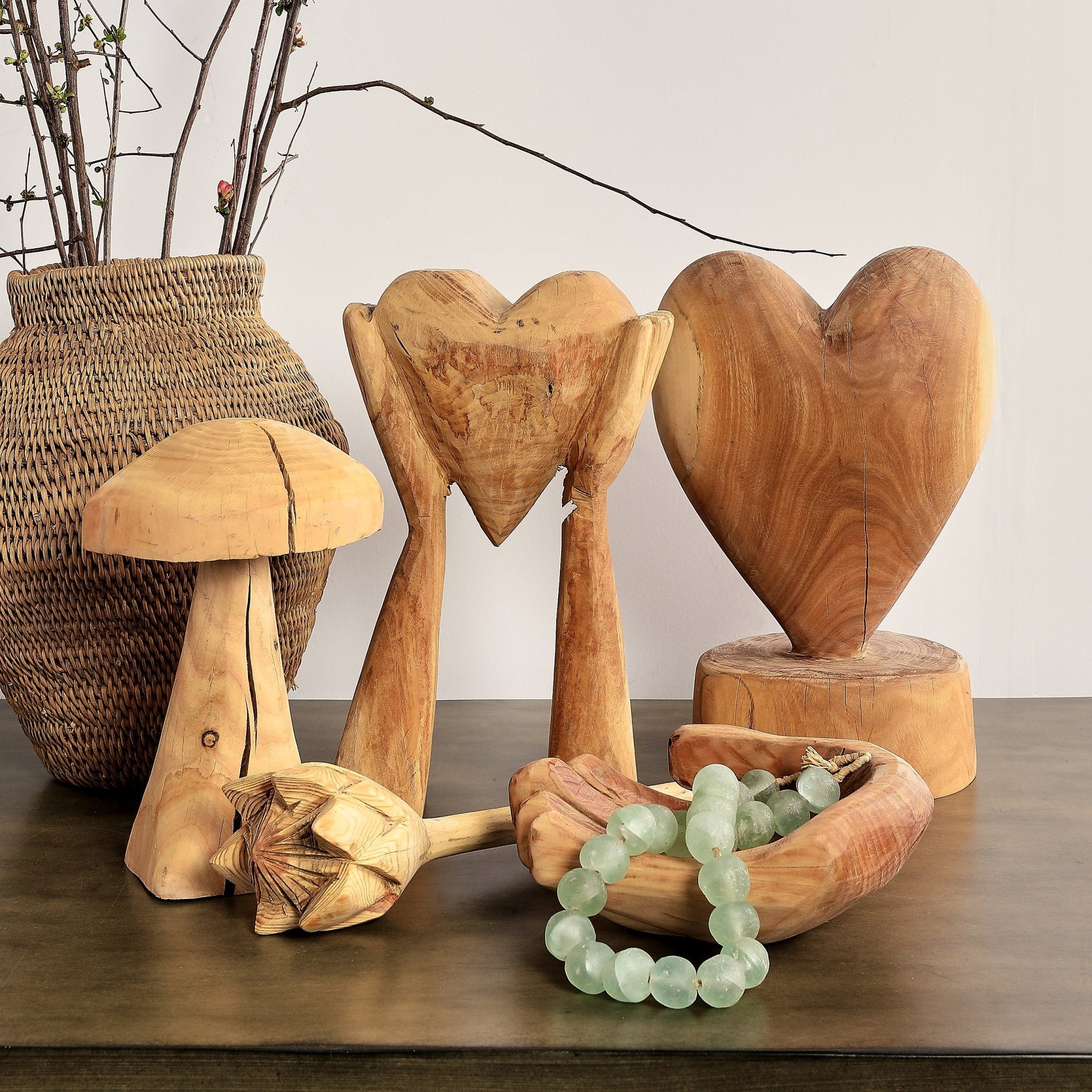 Heart on a Pedestal Eucalyptus Wood Sculpture - Che Cose Belle