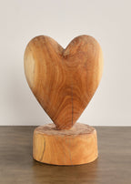 Heart on a Pedestal Eucalyptus Wood Sculpture - Che Cose Belle