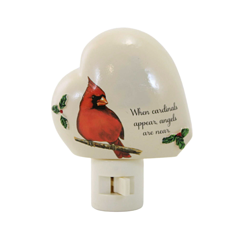 Heart Shaped Night Light With Cardinal and Holly - Che Cose Belle