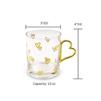 Gold Heart Glass Coffee Mug