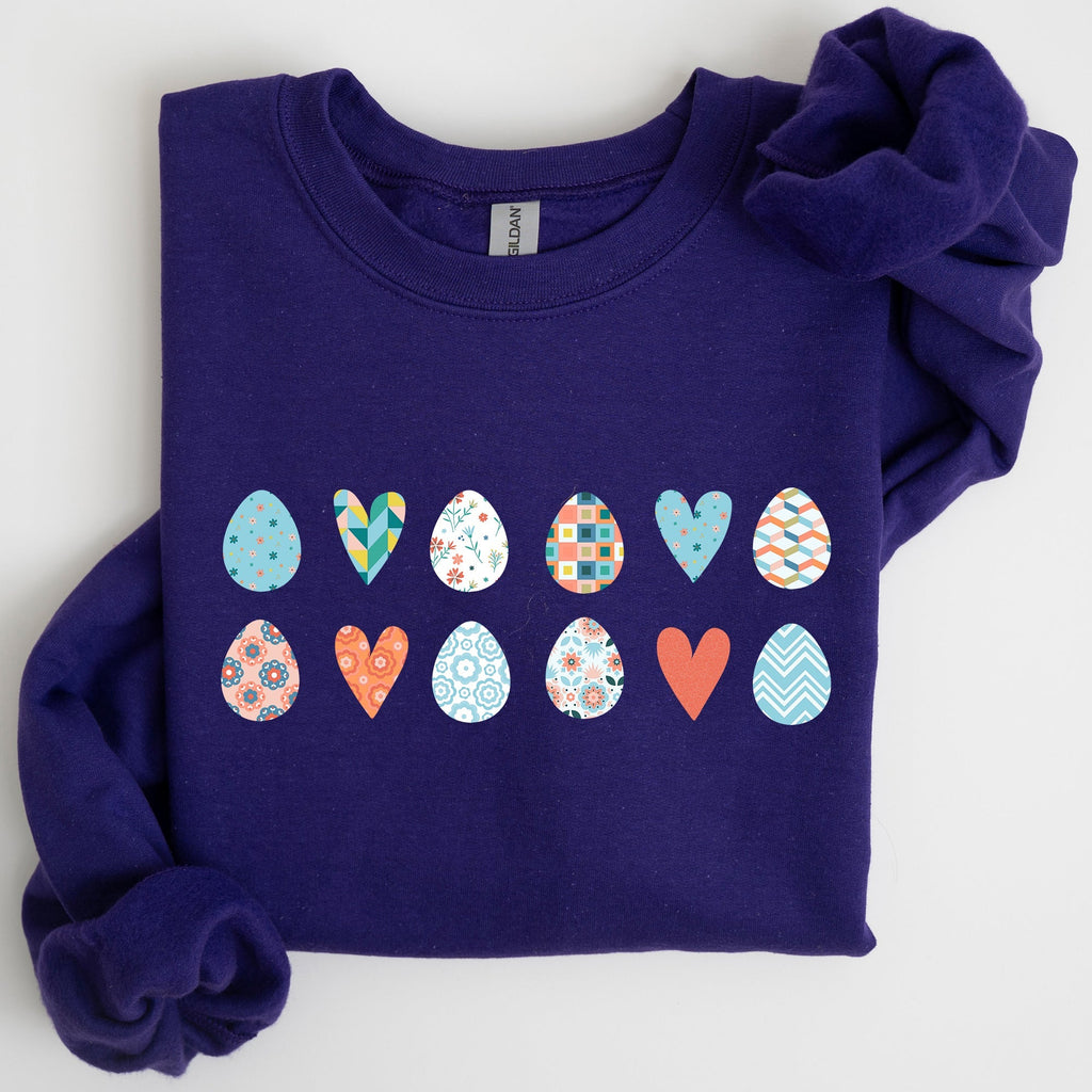 Hearts and Eggs, Colorful Easter Sweatshirt - Che Cose Belle
