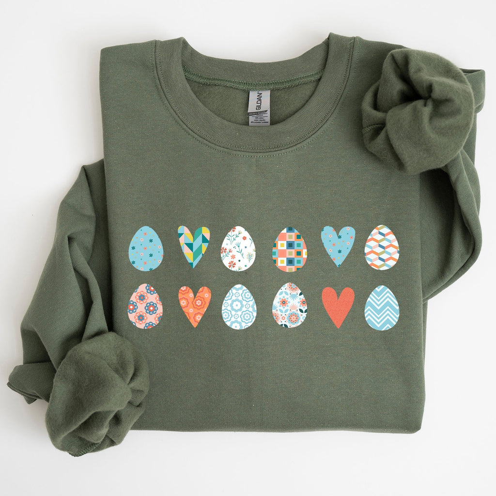 Hearts and Eggs, Colorful Easter Sweatshirt - Che Cose Belle
