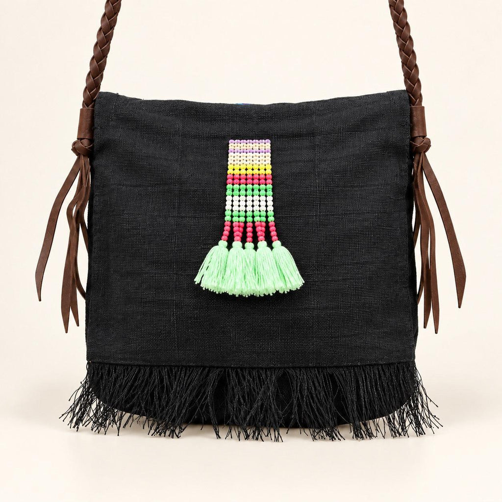 Hemp Diamond Cross-body Embroidered Fabric Purse - Thailand - Che Cose Belle