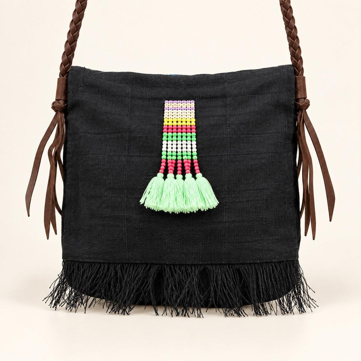 Hemp Diamond Cross-body Embroidered Fabric Purse - Thailand - Che Cose Belle