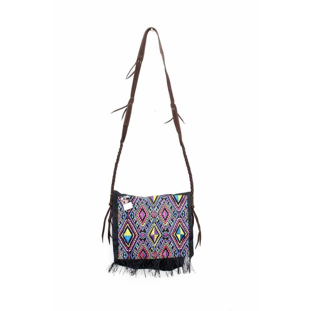 Hemp Diamond Cross-body Embroidered Fabric Purse - Thailand - Che Cose Belle