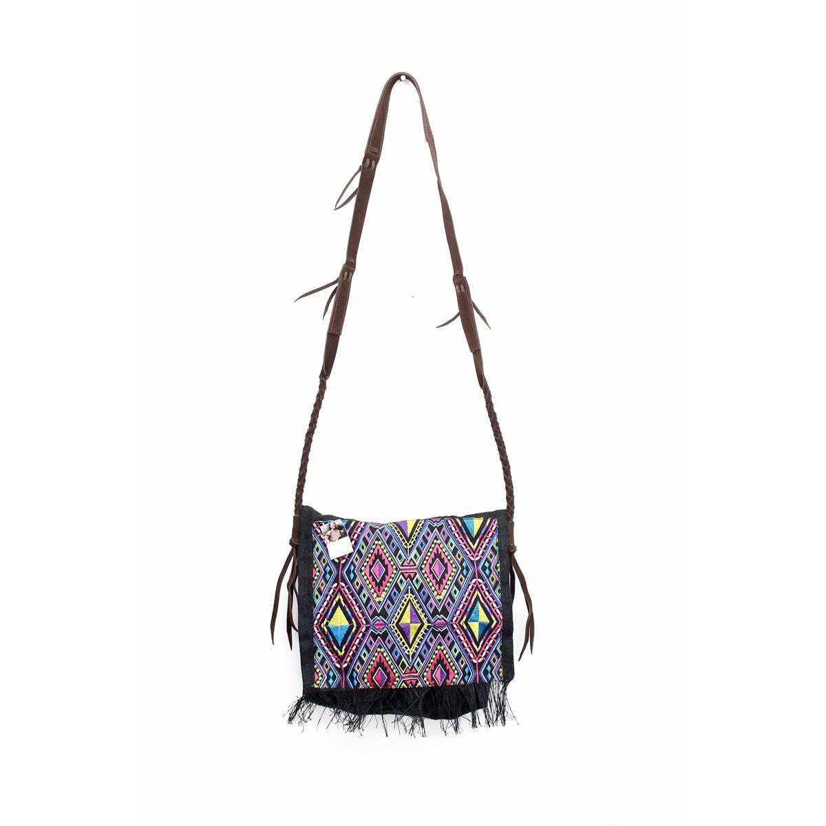 Hemp Diamond Cross-body Embroidered Fabric Purse - Thailand - Che Cose Belle