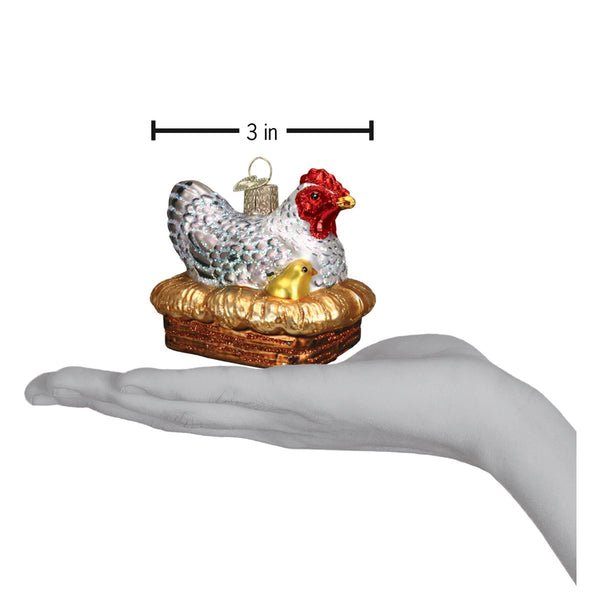 Hen On Nest Glass Ornament - Che Cose Belle