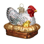 Hen On Nest Glass Ornament - Che Cose Belle