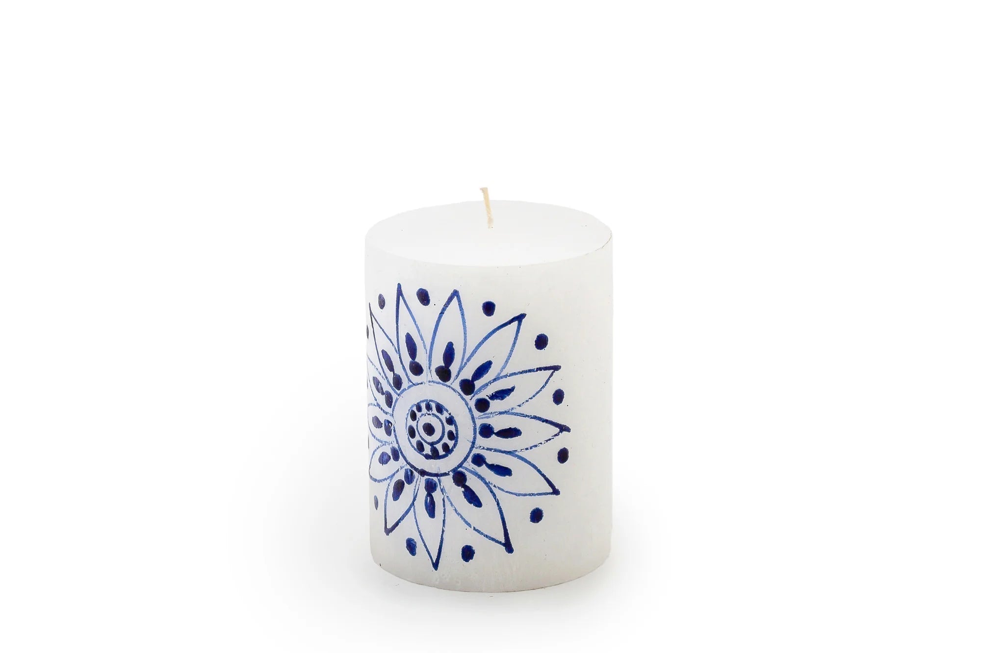 Henna Blue on White Painted Candles - Che Cose Belle