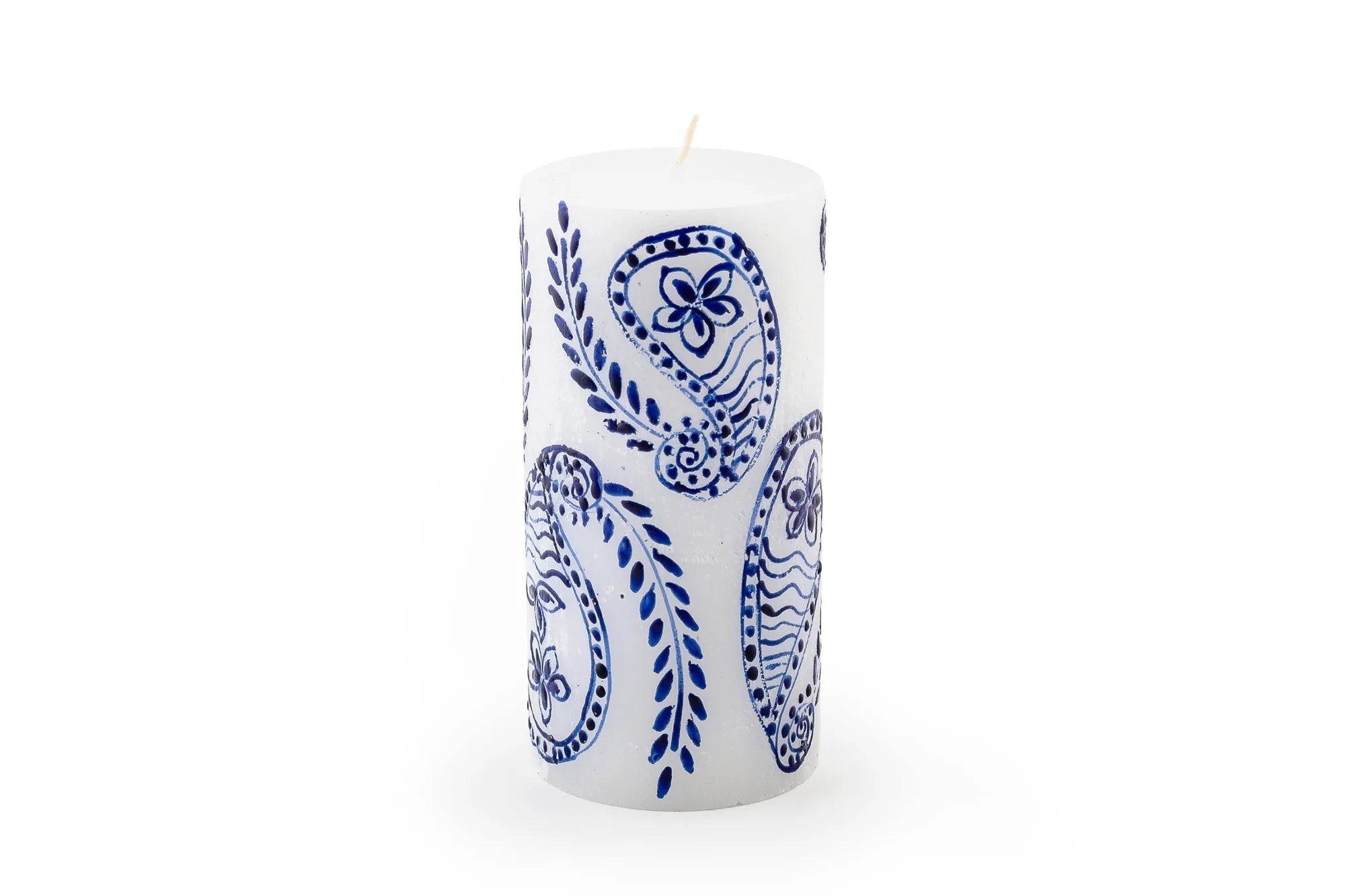 Henna Blue on White Painted Candles - Che Cose Belle