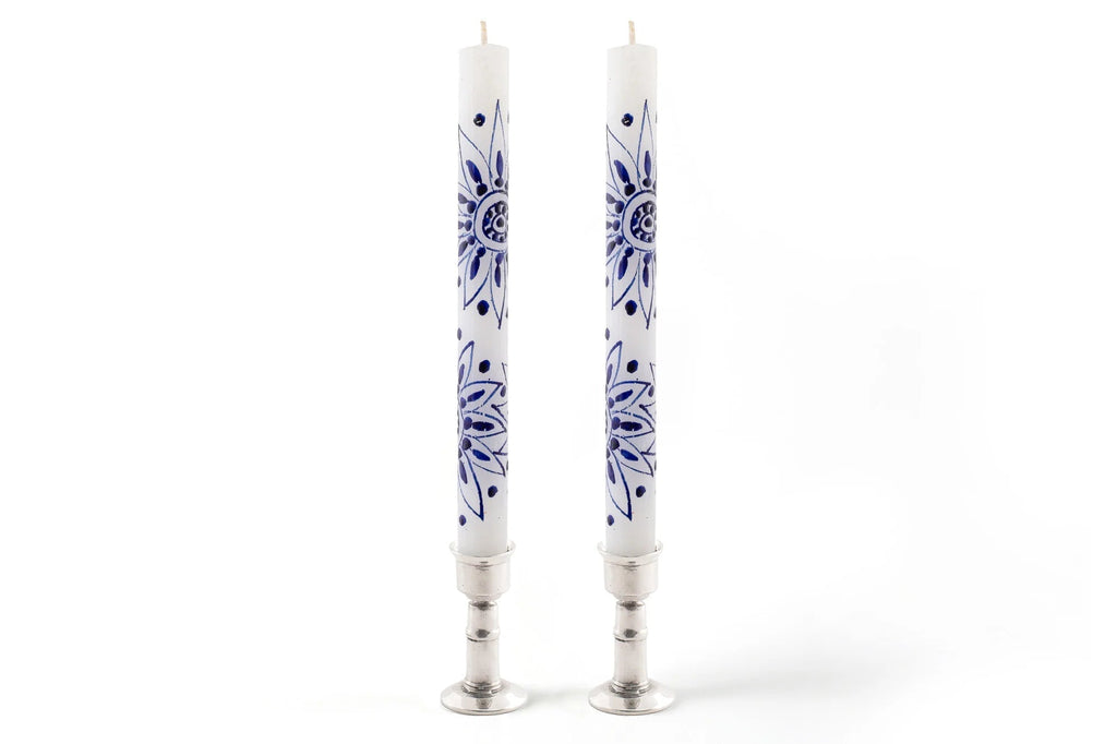 Henna Blue on White Painted Candles - Che Cose Belle
