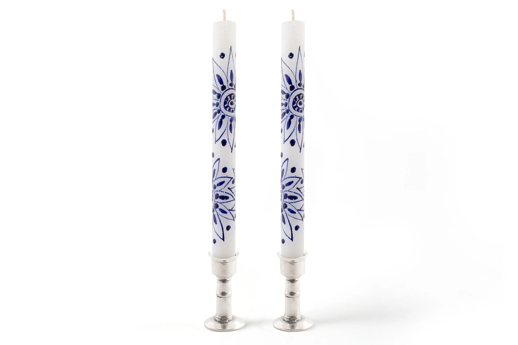 Henna Blue on White Painted Candles - Che Cose Belle