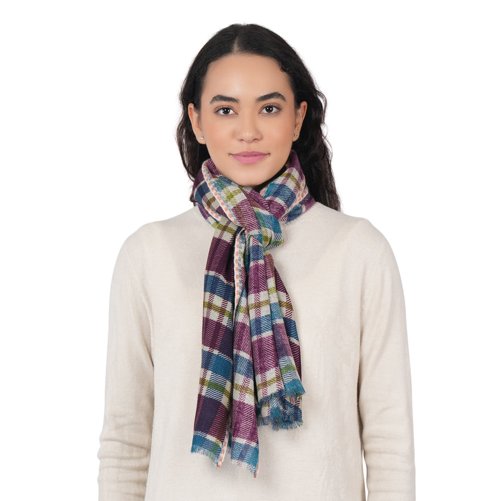 Highland Check Scarf - Cream Wine - Che Cose Belle