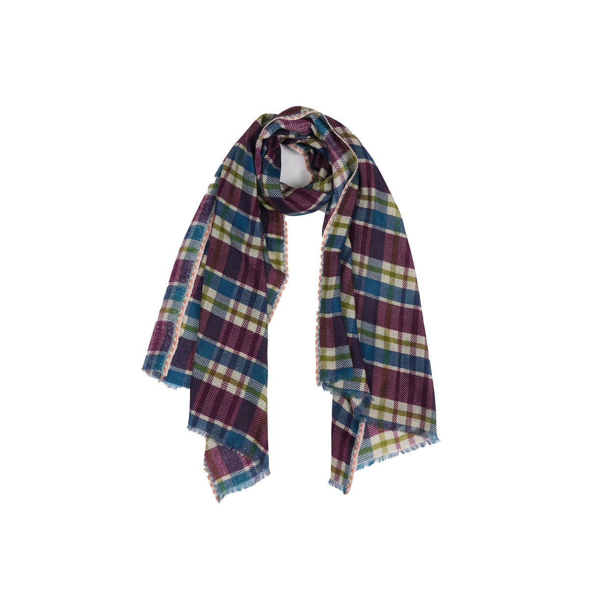 Highland Check Scarf - Cream Wine - Che Cose Belle