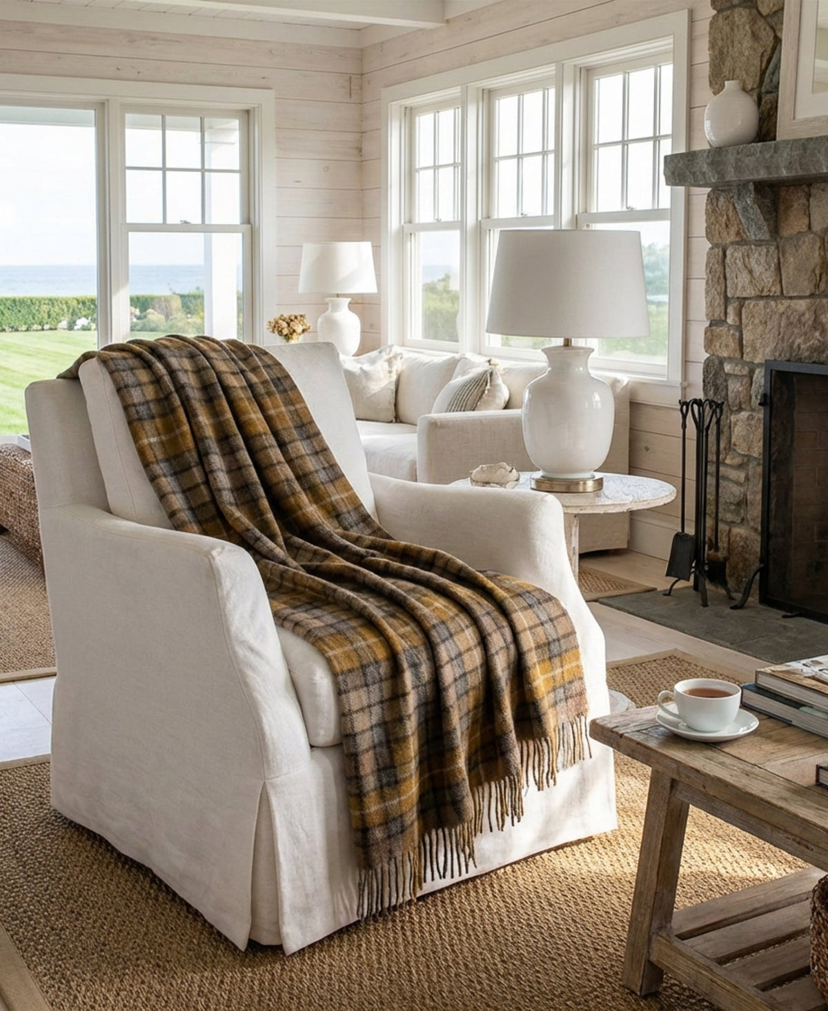 Highland Tweeds Pure New Wool Fluffy Throw ~ Natural Buchanan ~ - Che Cose Belle