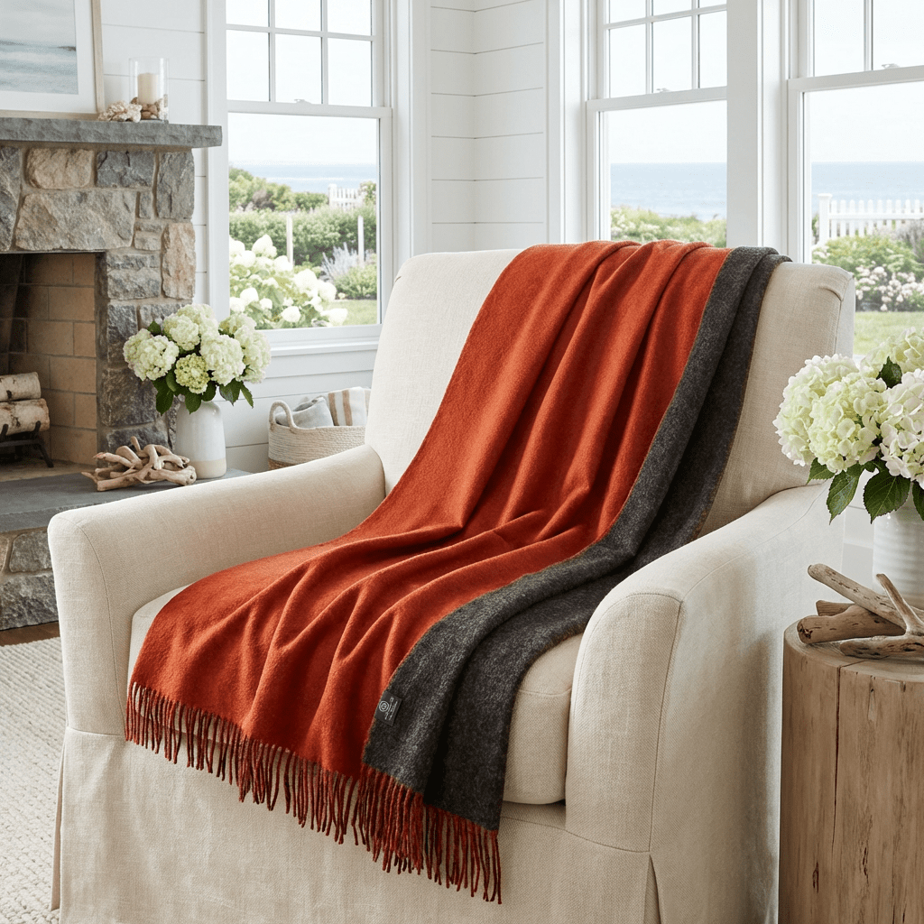 Highland Tweeds Reversible Double Cloth Throw - Orange/Brown - Che Cose Belle