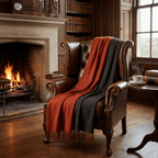 Highland Tweeds Reversible Double Cloth Throw - Orange/Brown - Che Cose Belle