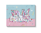 "Hip Hap Hop" bunnies on canvas - Che Cose Belle
