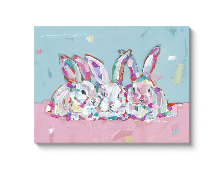 "Hip Hap Hop" bunnies on canvas - Che Cose Belle