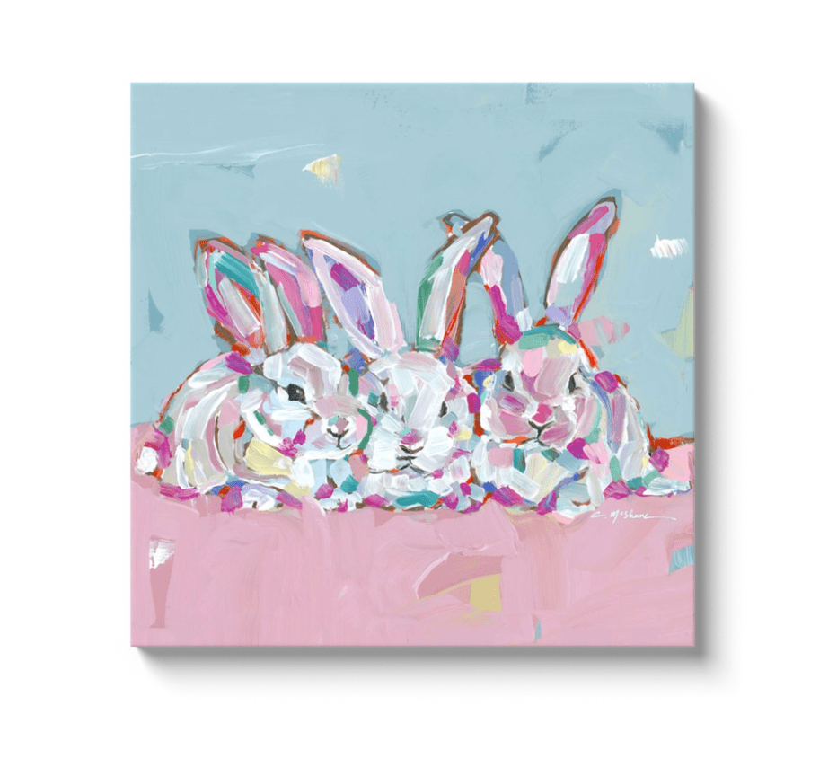 "Hip Hap Hop" bunnies on canvas - Che Cose Belle