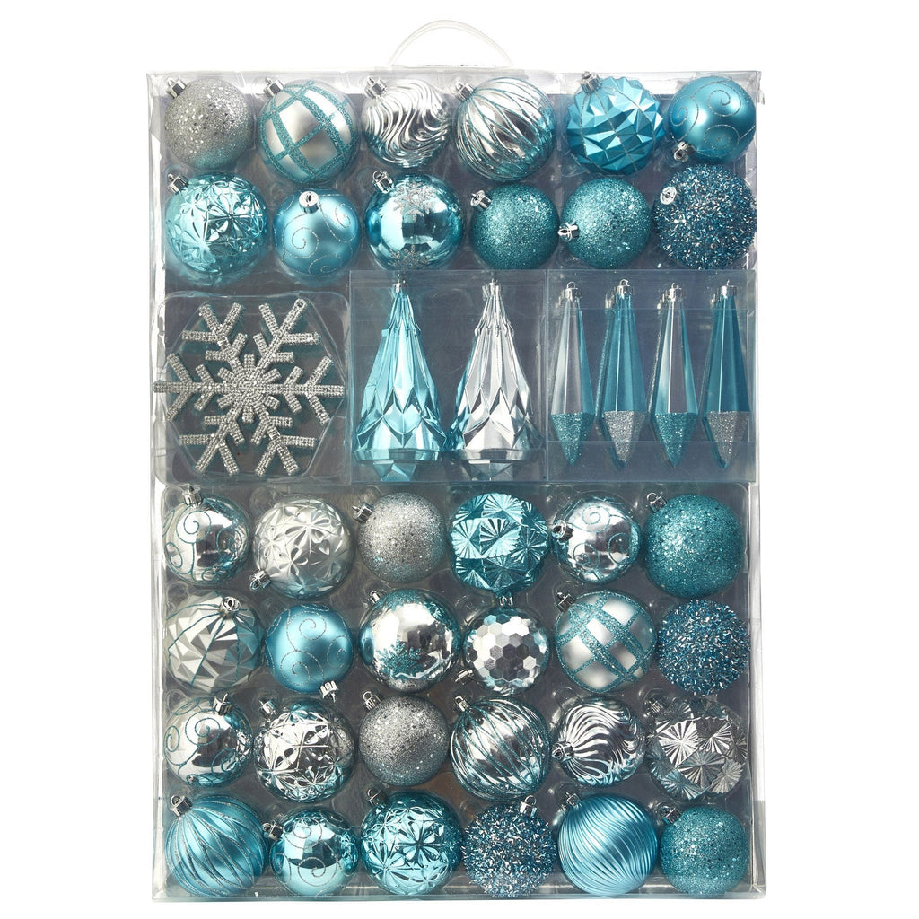 Holiday Shatterproof, 52 Count Christmas Tree Ornament Box Set, 80mm to 150mm with Reusable Tray - Che Cose Belle