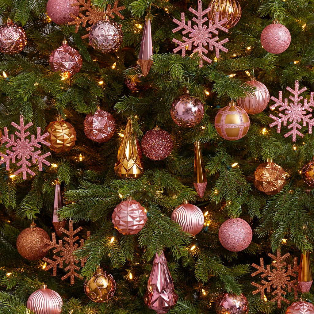 Holiday Shatterproof, 52 Count Christmas Tree Ornament Box Set, 80mm to 150mm with Reusable Tray - Che Cose Belle