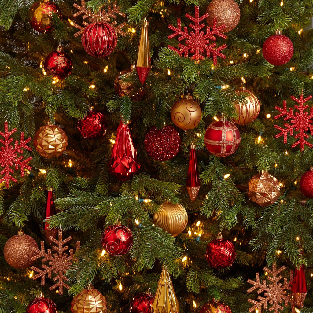 Holiday Shatterproof, 52 Count Christmas Tree Ornament Box Set, 80mm to 150mm with Reusable Tray - Che Cose Belle