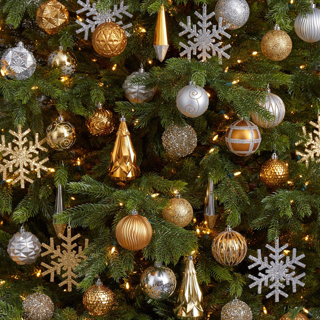 Holiday Shatterproof, 52 Count Christmas Tree Ornament Box Set, 80mm to 150mm with Reusable Tray - Che Cose Belle