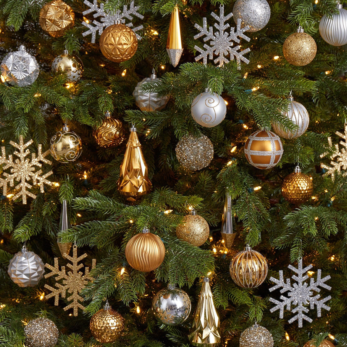 Holiday Shatterproof, 52 Count Christmas Tree Ornament Box Set, 80mm to 150mm with Reusable Tray - Che Cose Belle