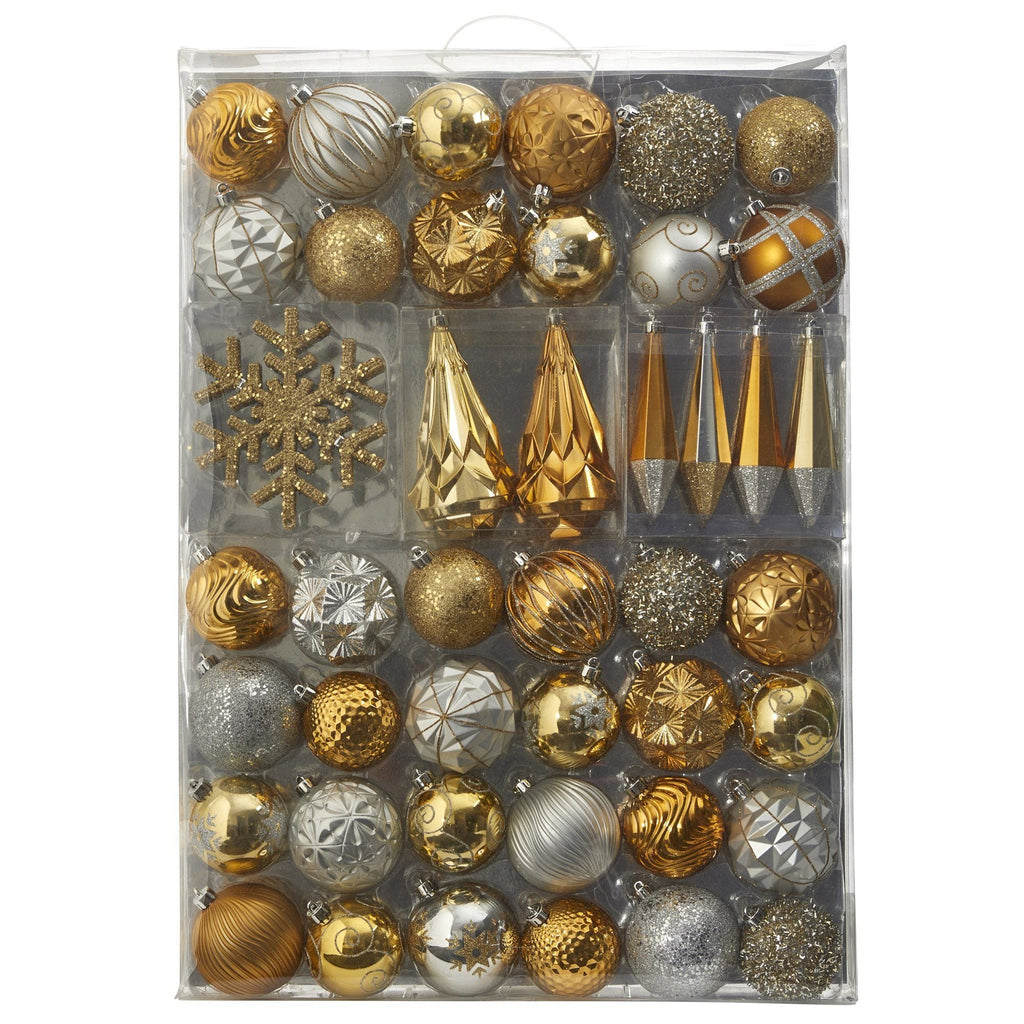 Holiday Shatterproof, 52 Count Christmas Tree Ornament Box Set, 80mm to 150mm with Reusable Tray - Che Cose Belle