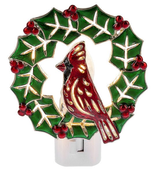 Holiday Wreath with Cardinal Night Light - Che Cose Belle