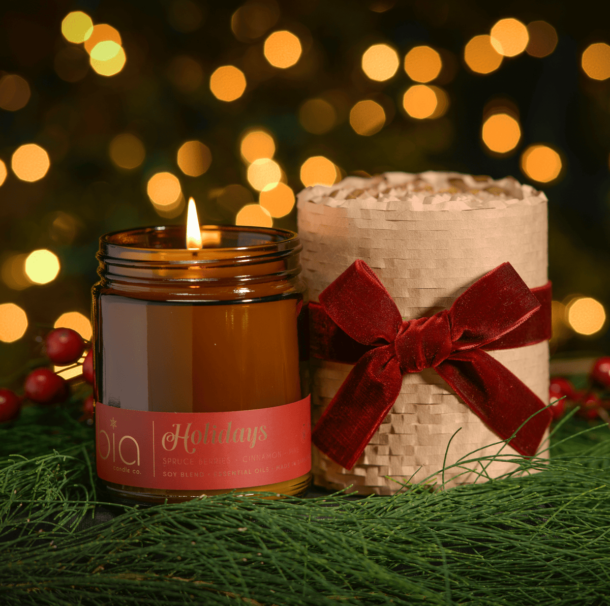 Holidays Christmas Soy Blend Candle — Orange Peel, Cinnamon & Vanilla - Che Cose Belle