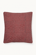 Holly & Berry Holiday Crimson Piped Blockprint Pillow Cover - Che Cose Belle