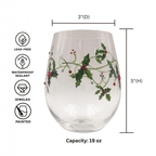 Christmas Holly Stemless Wine Glasses