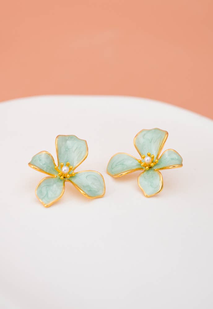 Hope in Bloom Flower Earrings in Mint - Che Cose Belle